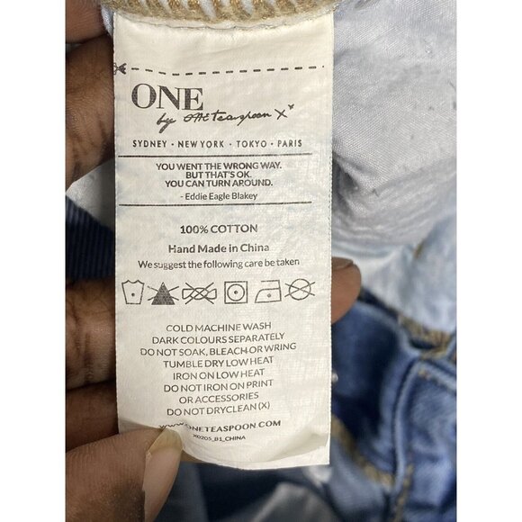 One Teaspoon Womens Junkyard Distressed Blue Denim Skirt Size 24 - Picture 5 of 6